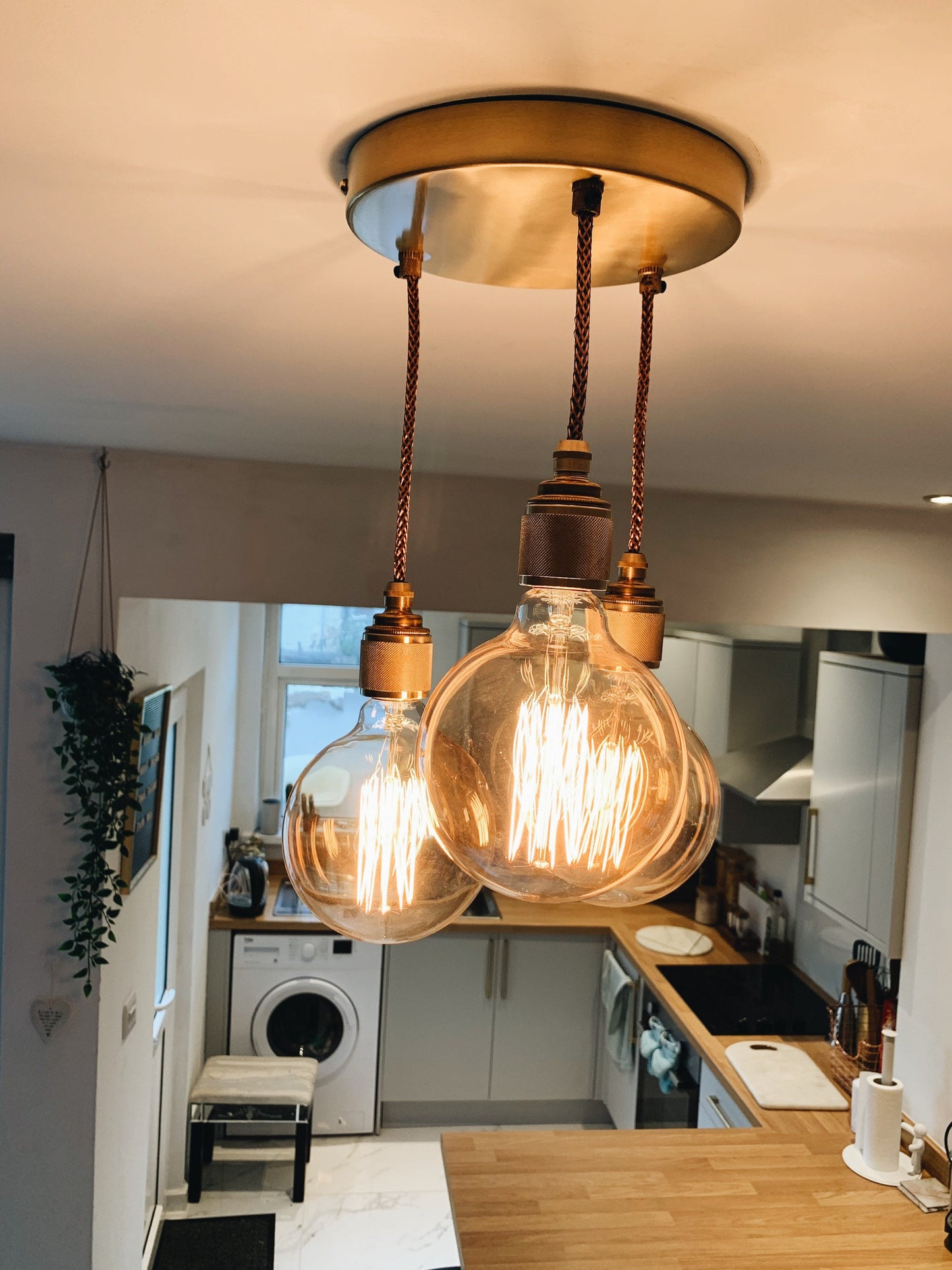 Brass 3 pendant ceiling light (without bulbs)