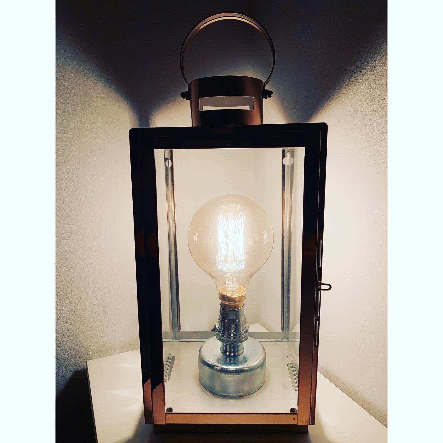 Copper lantern lamp (including bulb)