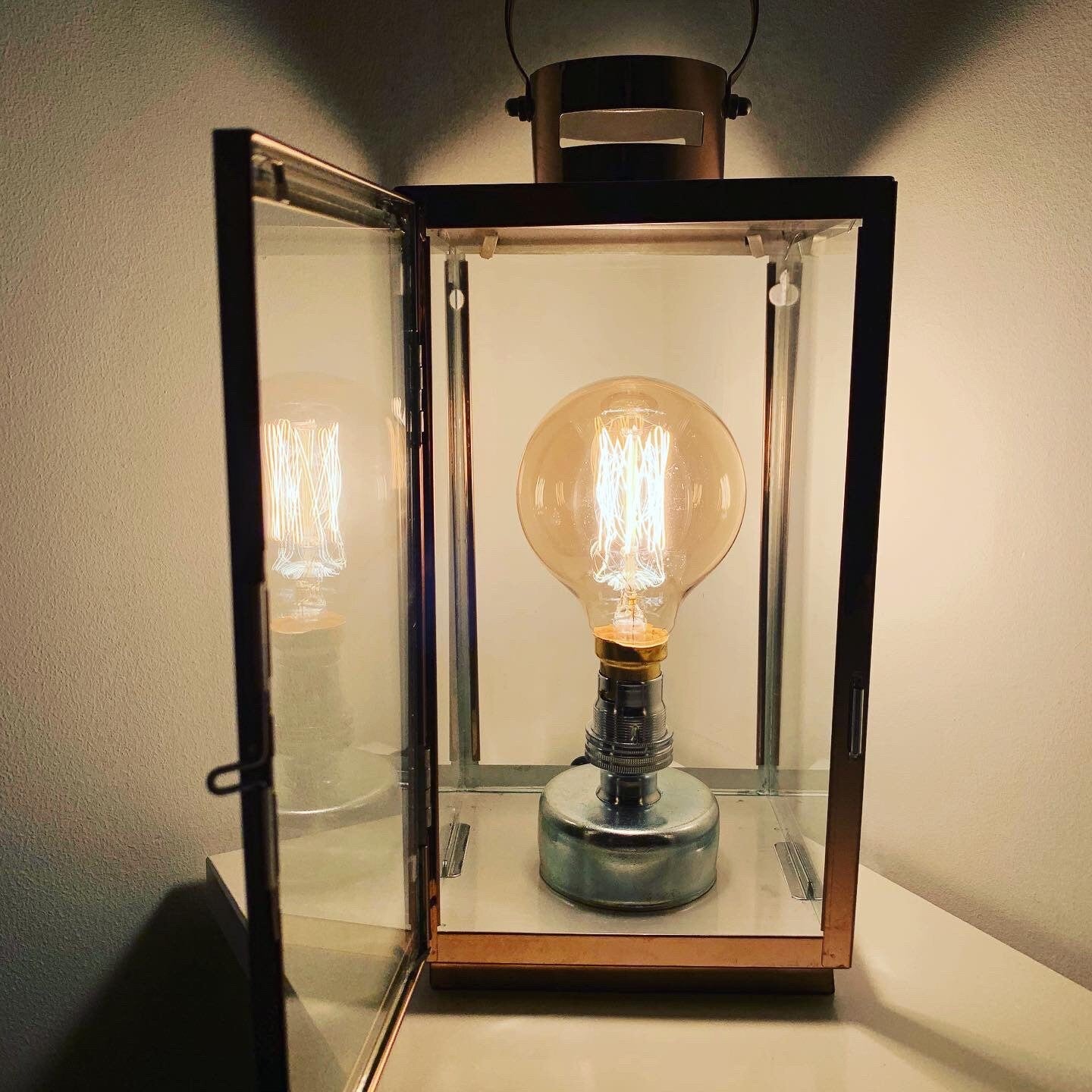 Copper lantern lamp (including bulb)