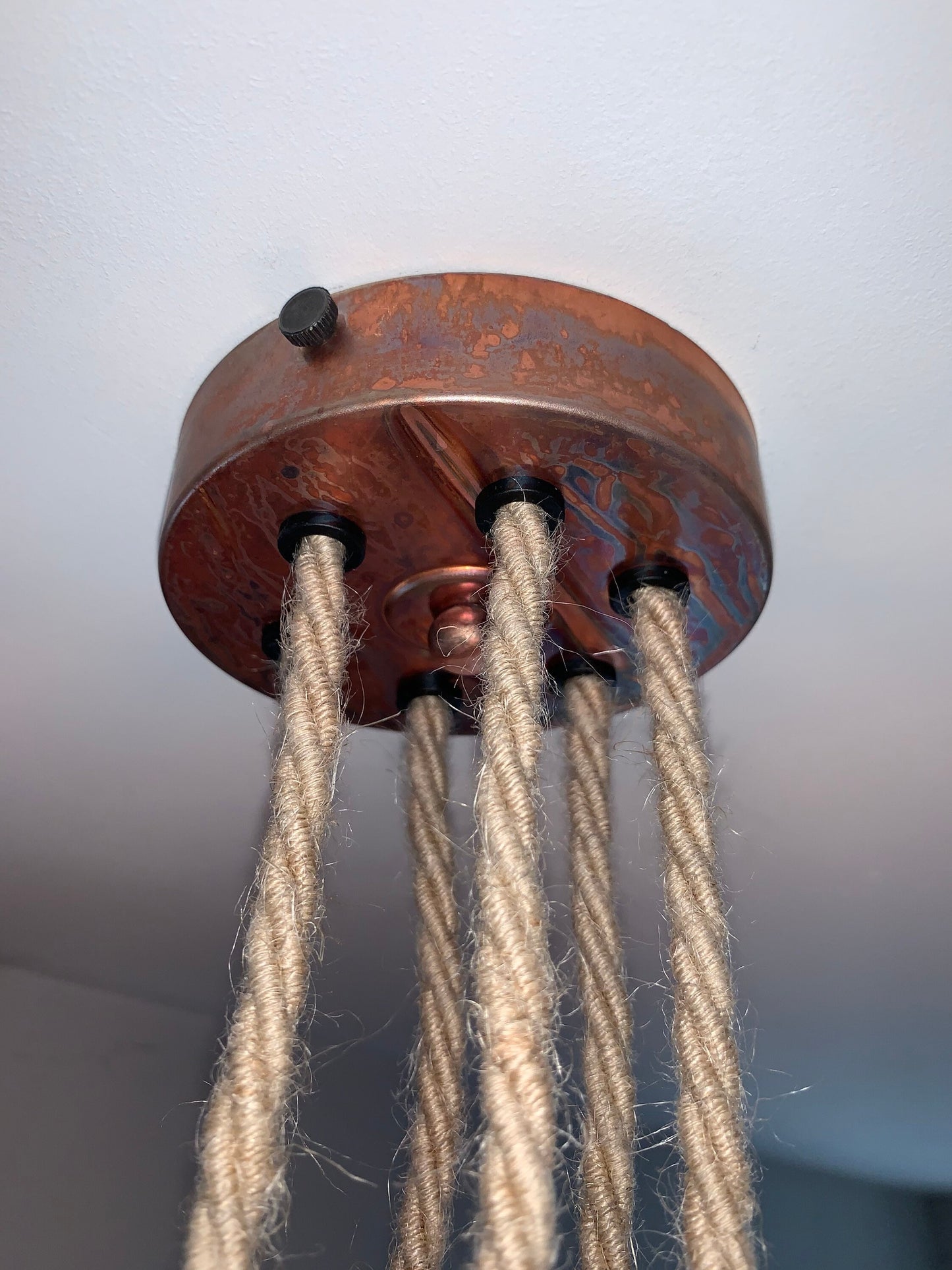 Rustic Copper Rope Pendant with 6 drops (Without Bulbs)