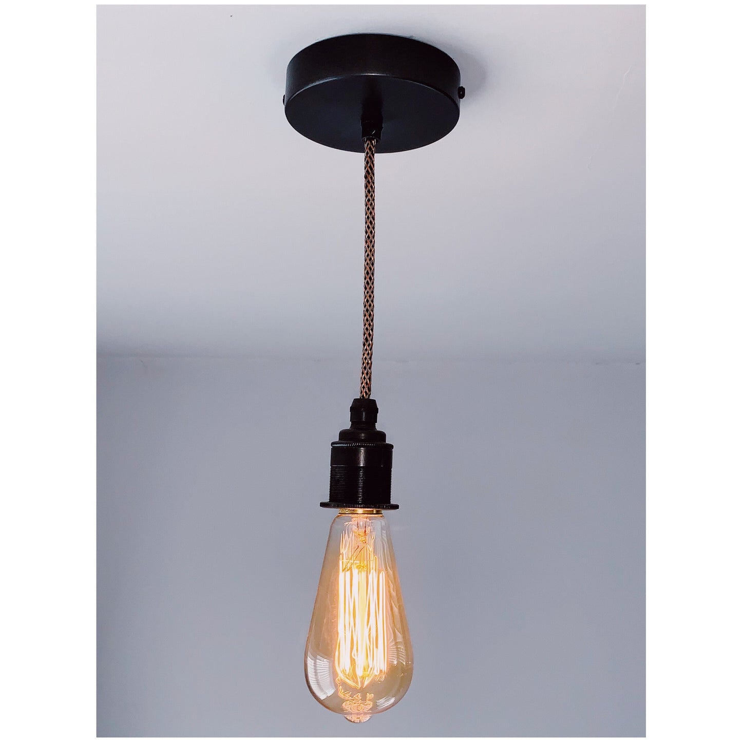 Pewter single drop pendant light (without bulb)