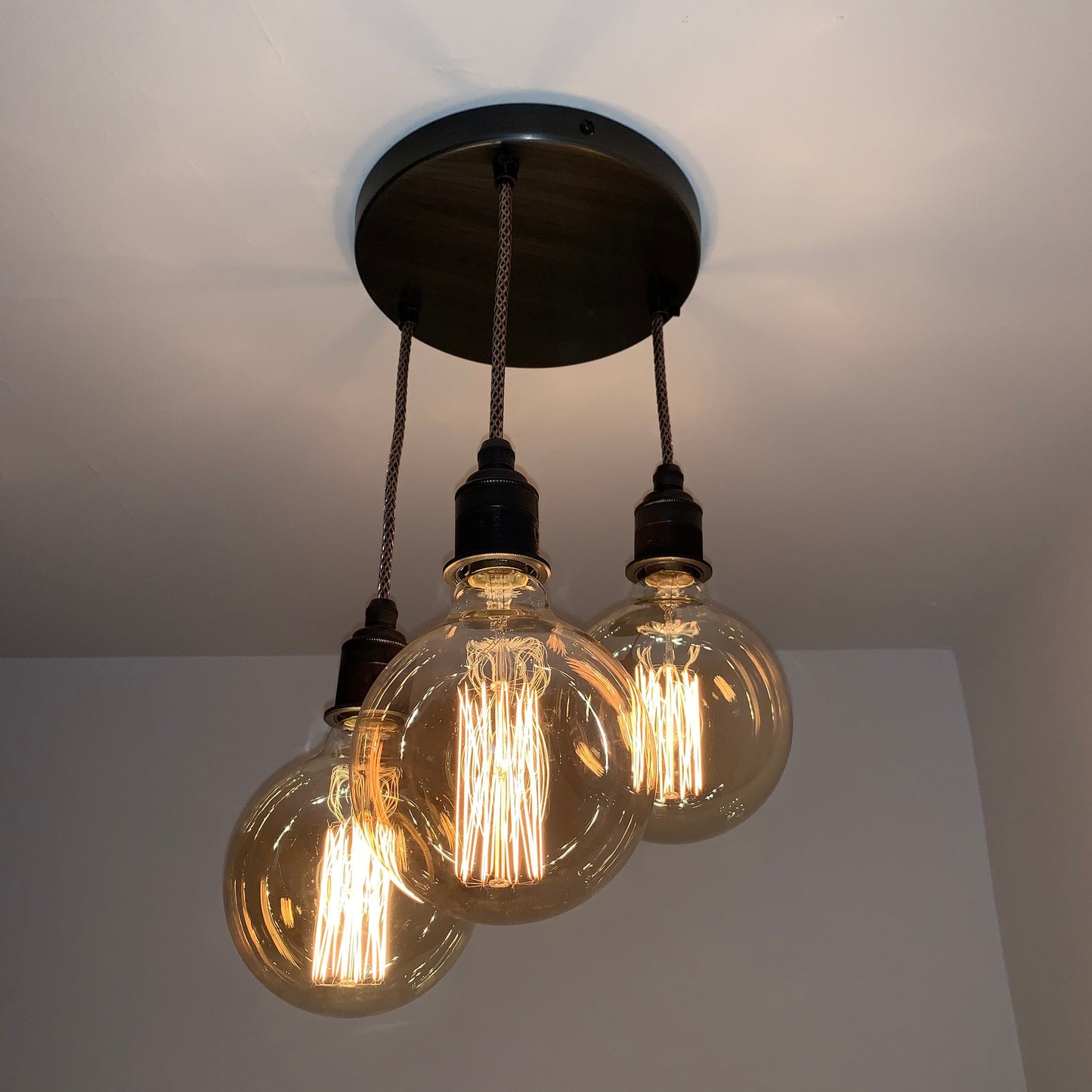 Pewter 3 pendant ceiling light (without bulbs)