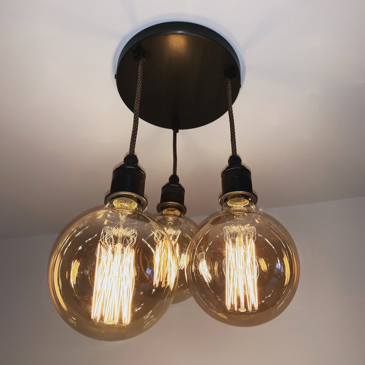 Pewter 3 pendant ceiling light (without bulbs)
