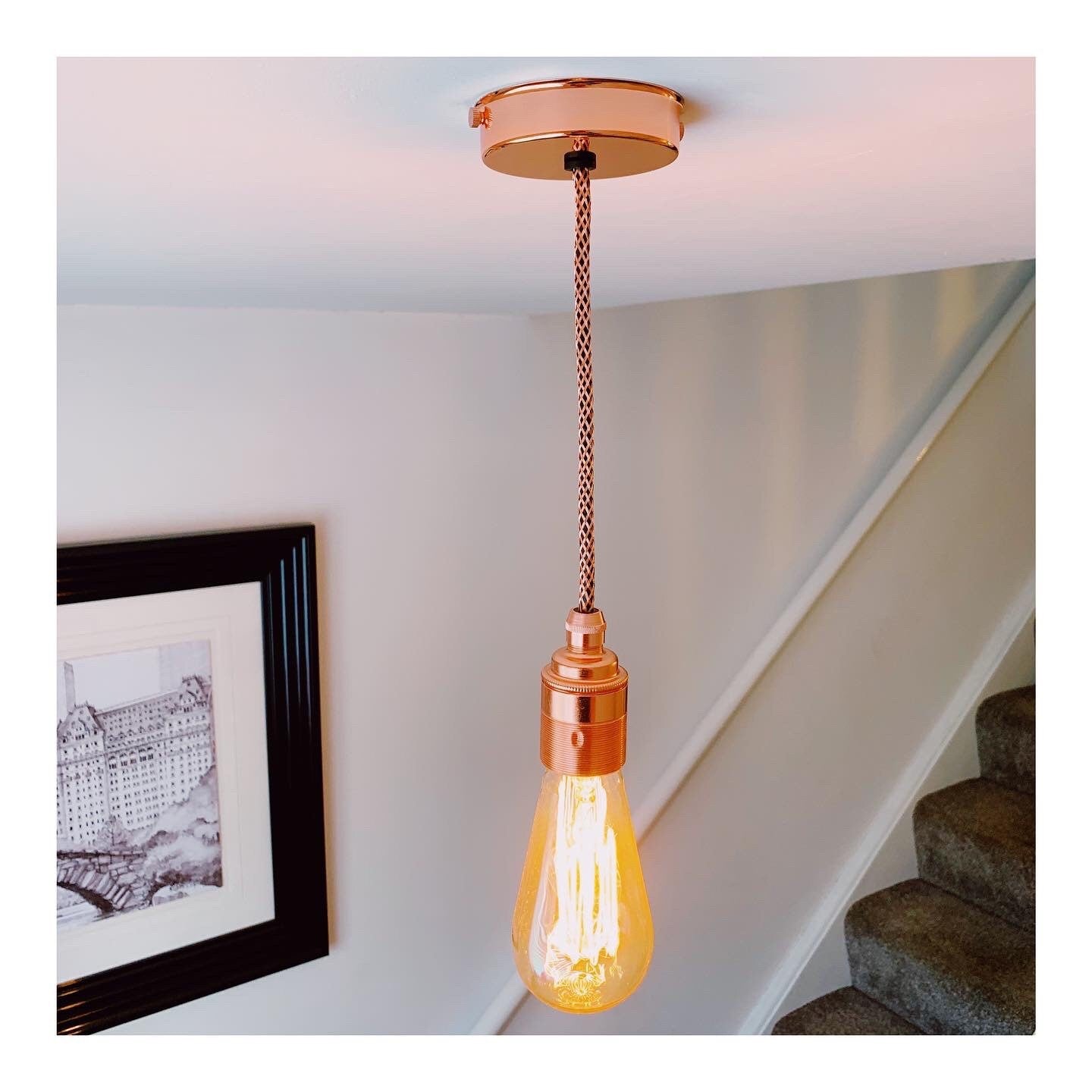 Polished copper single pendant (without bulb)