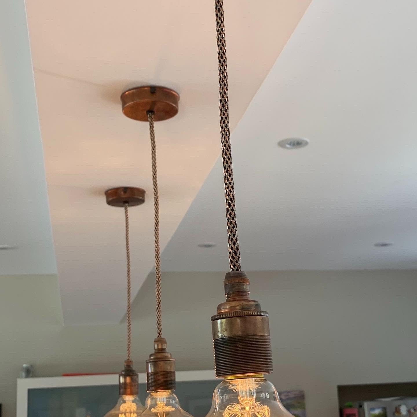 Rustic aged copper single pendant (without bulb)
