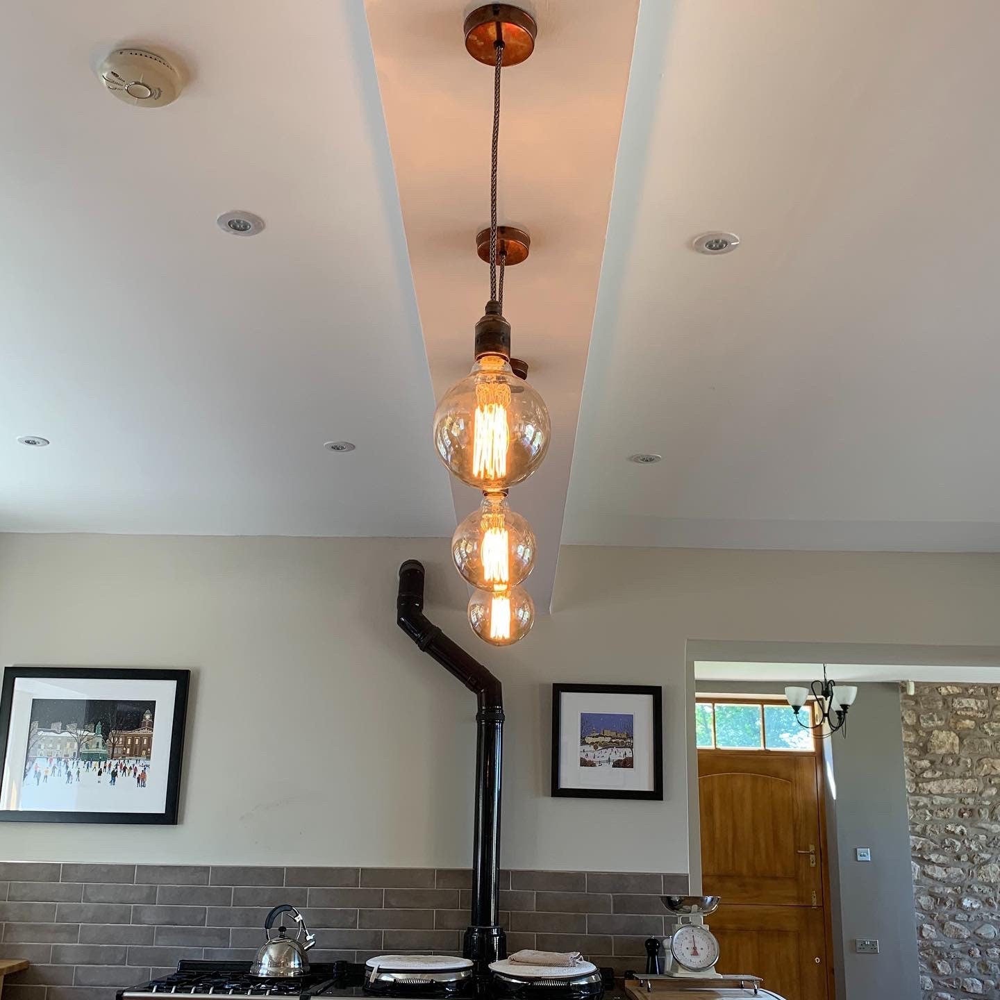 Rustic aged copper single pendant (without bulb)