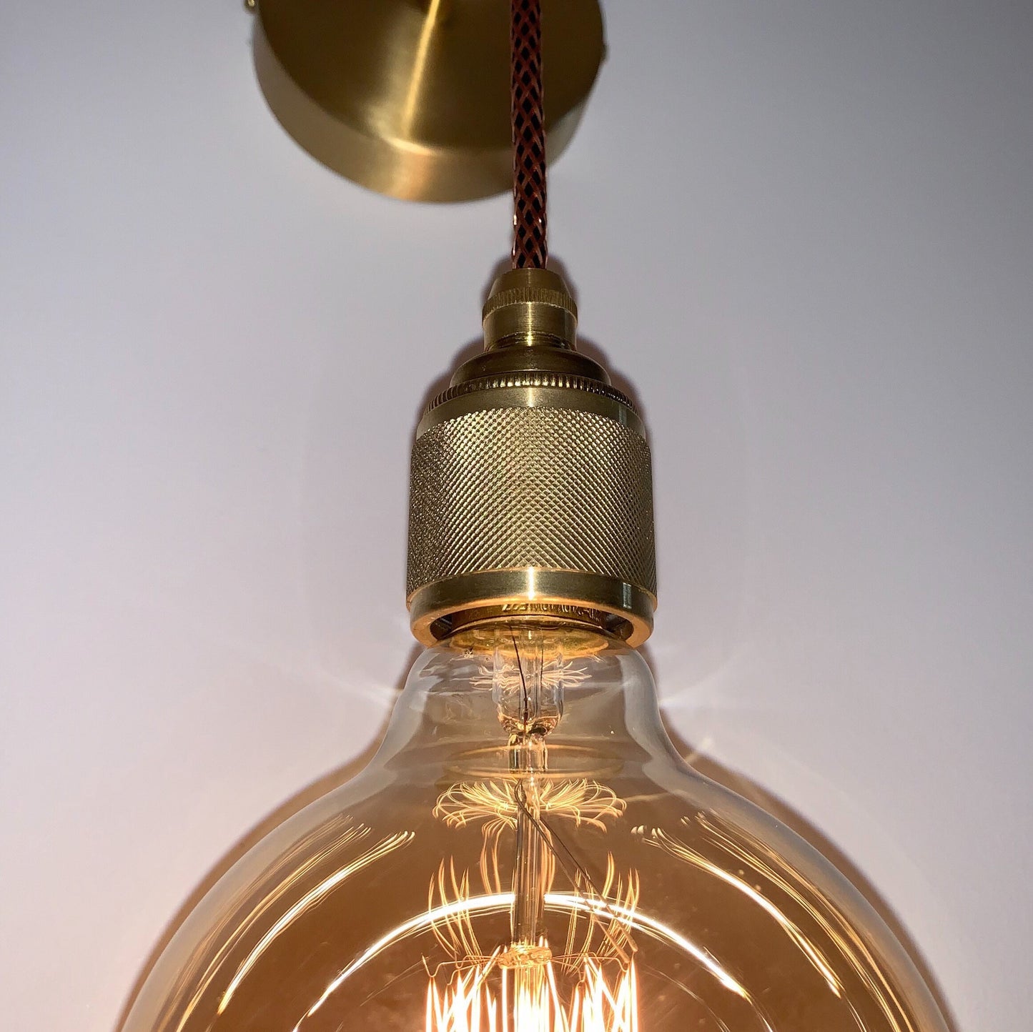 Brass single drop wall light (Without bulbs)