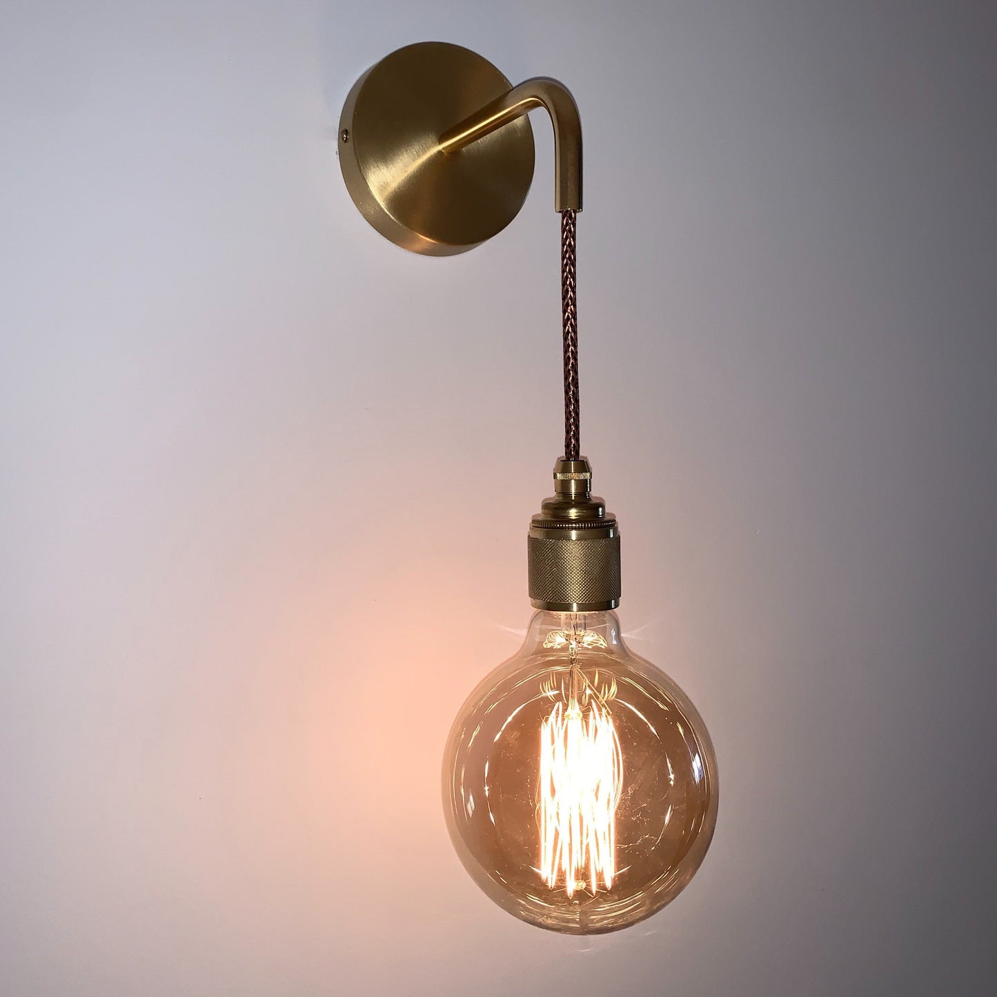 Brass single drop wall light (Without bulbs)