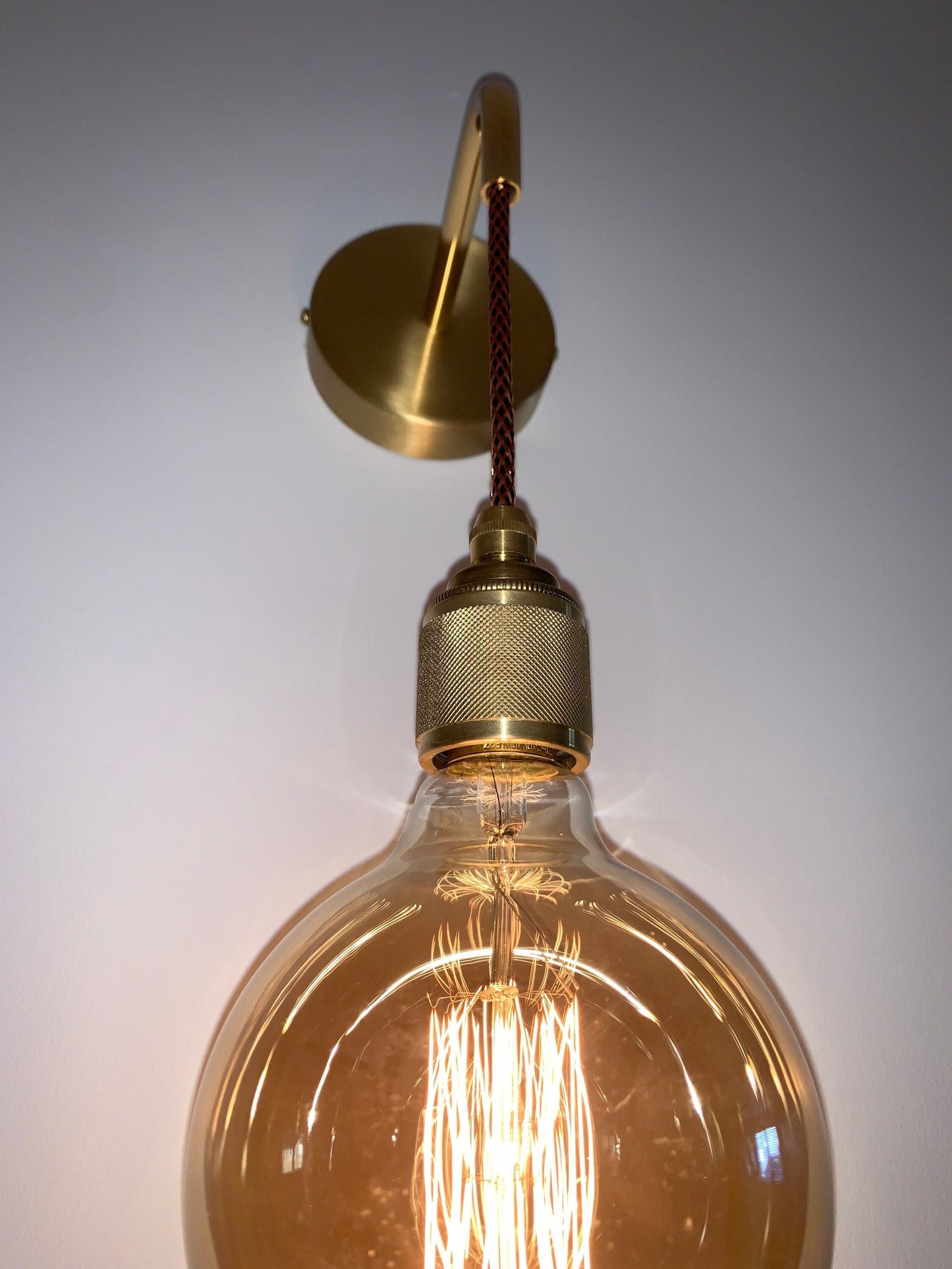 Brass single drop wall light (Without bulbs)