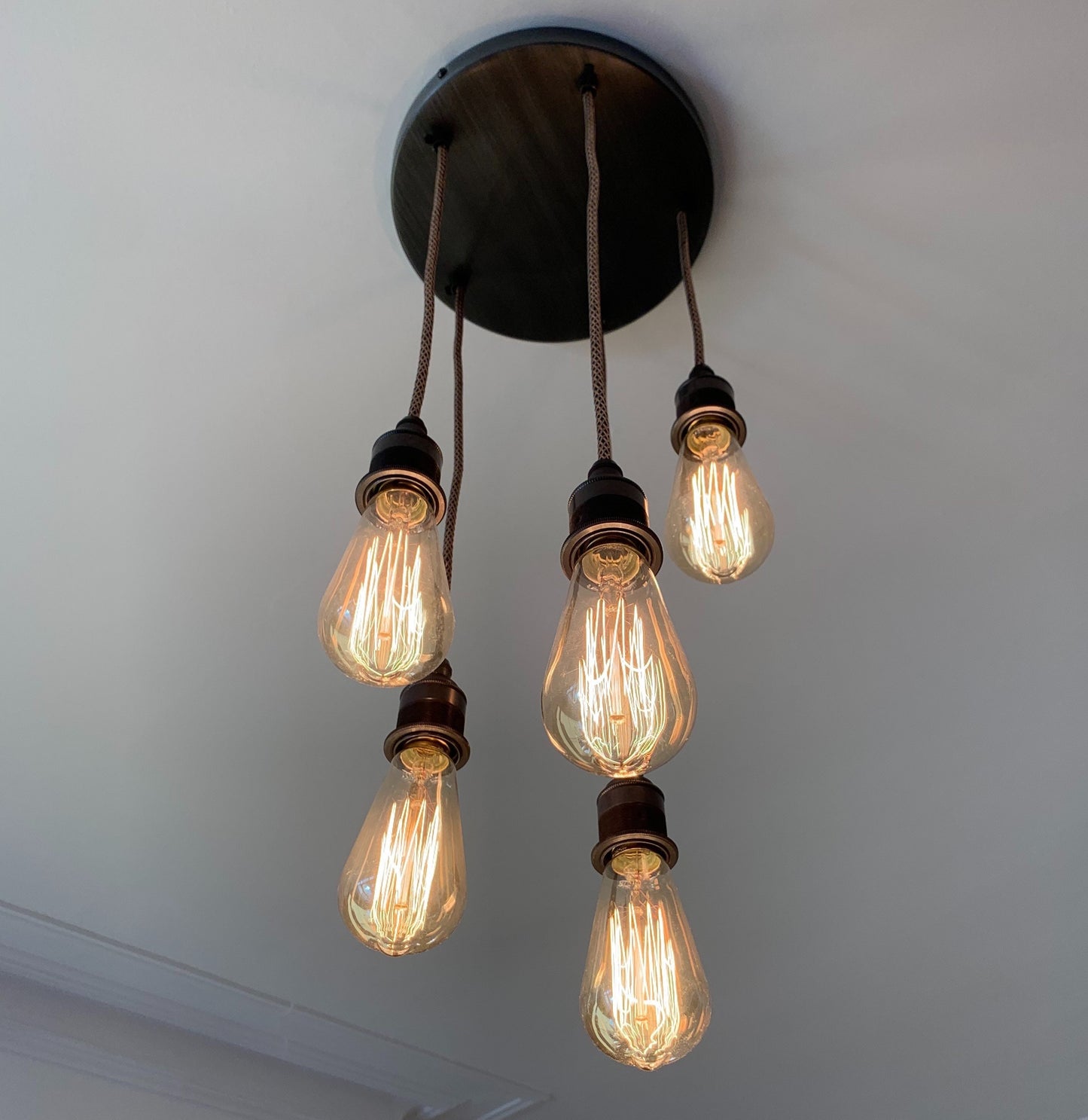 5 Drop Pewter Pendant Light (Without bulbs)