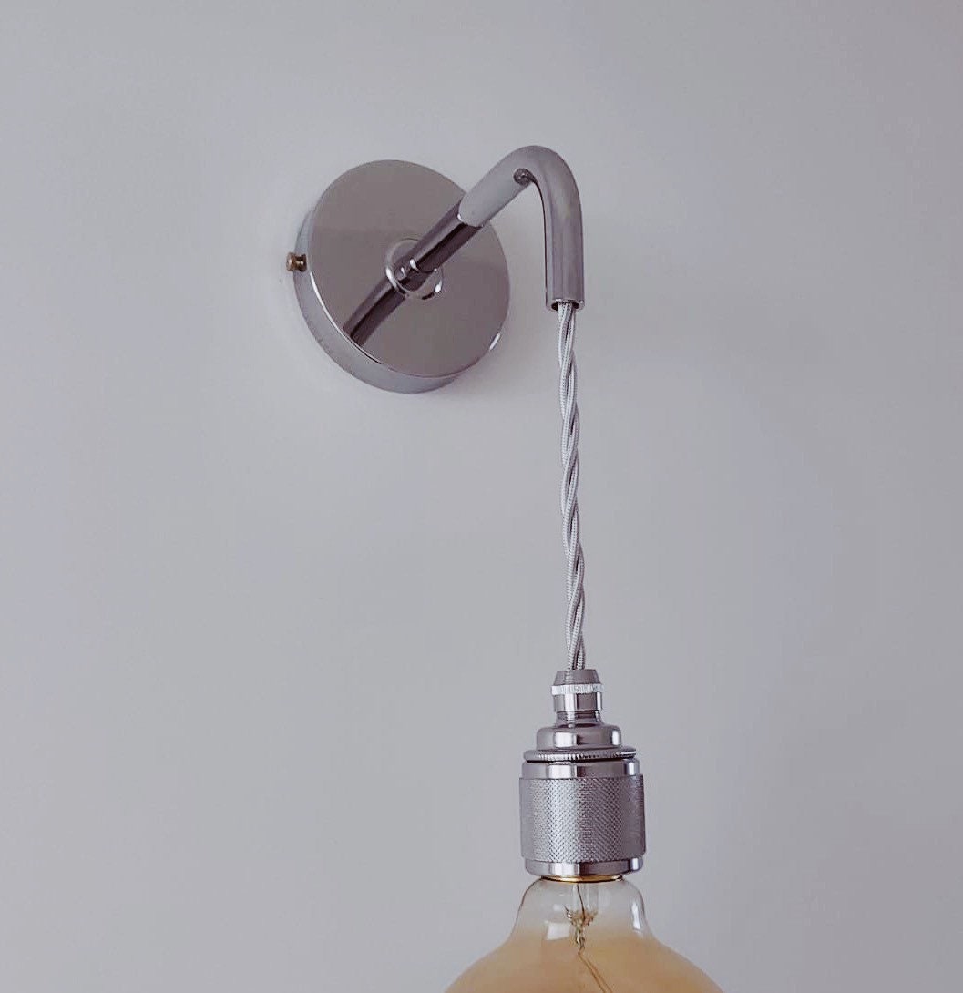 Chrome single drop wall light (Without bulbs)