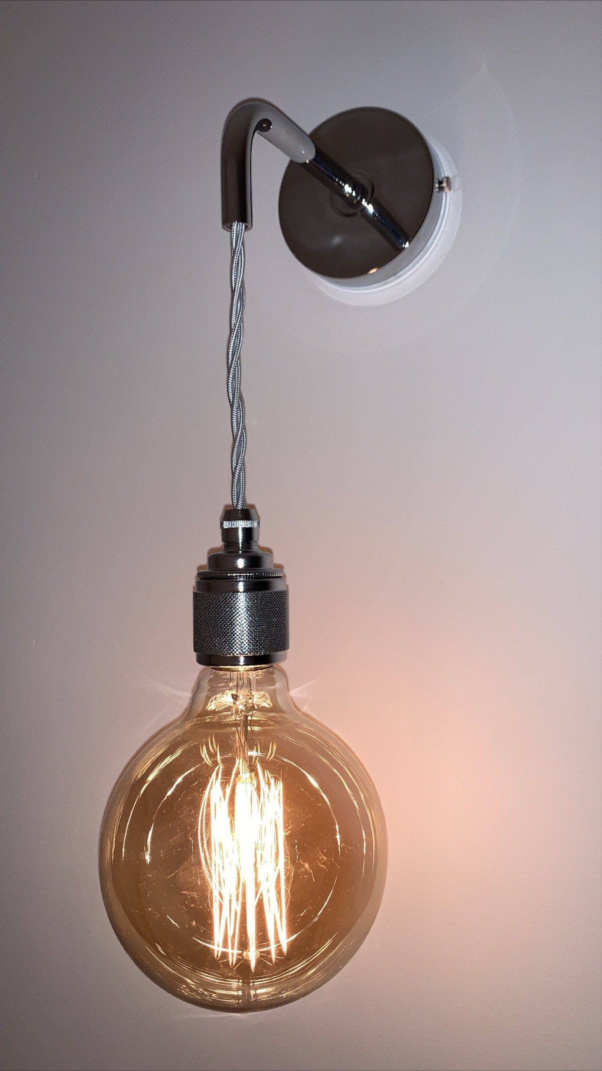 Chrome single drop wall light (Without bulbs)