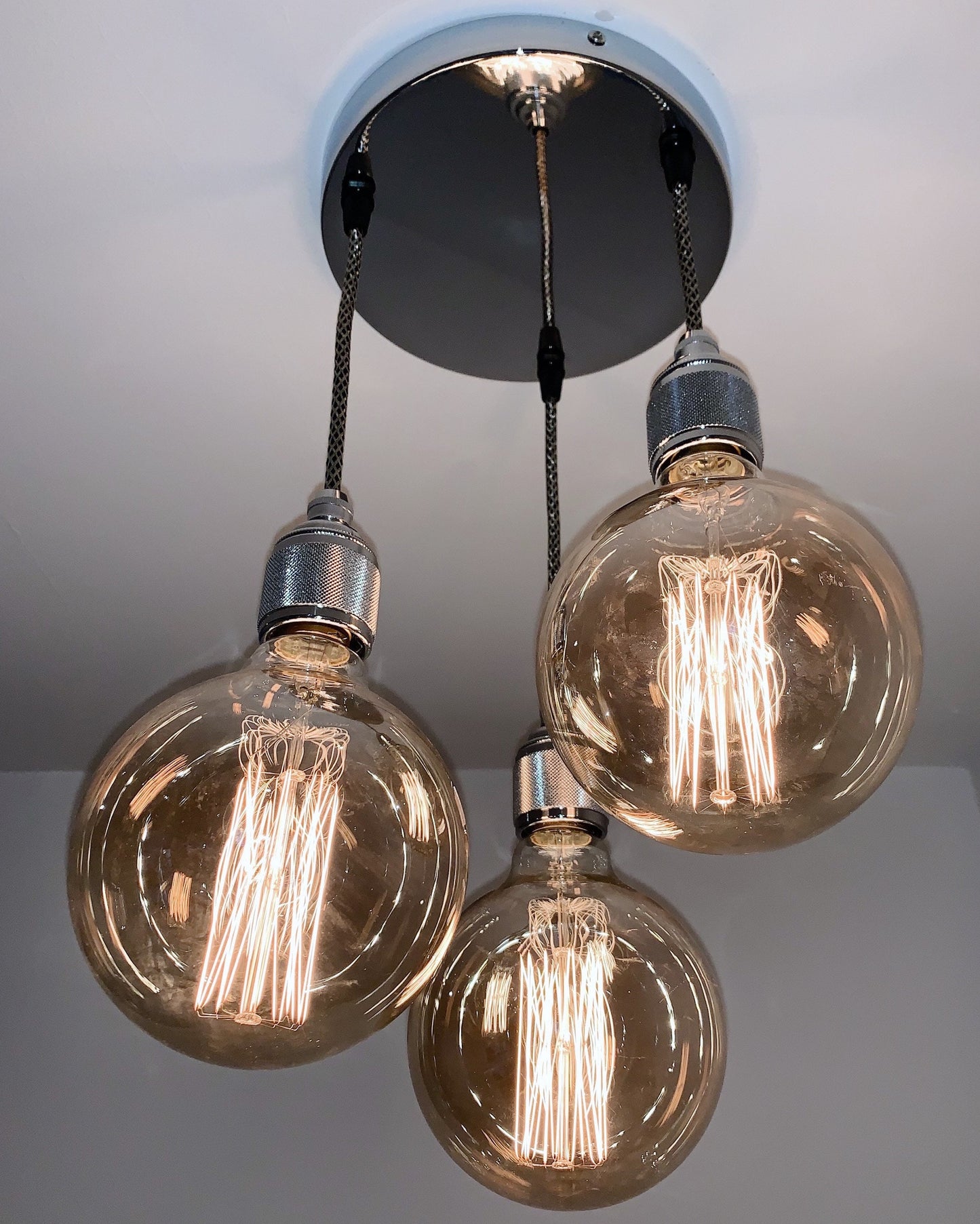 Chrome 3 pendant ceiling light (without bulbs)