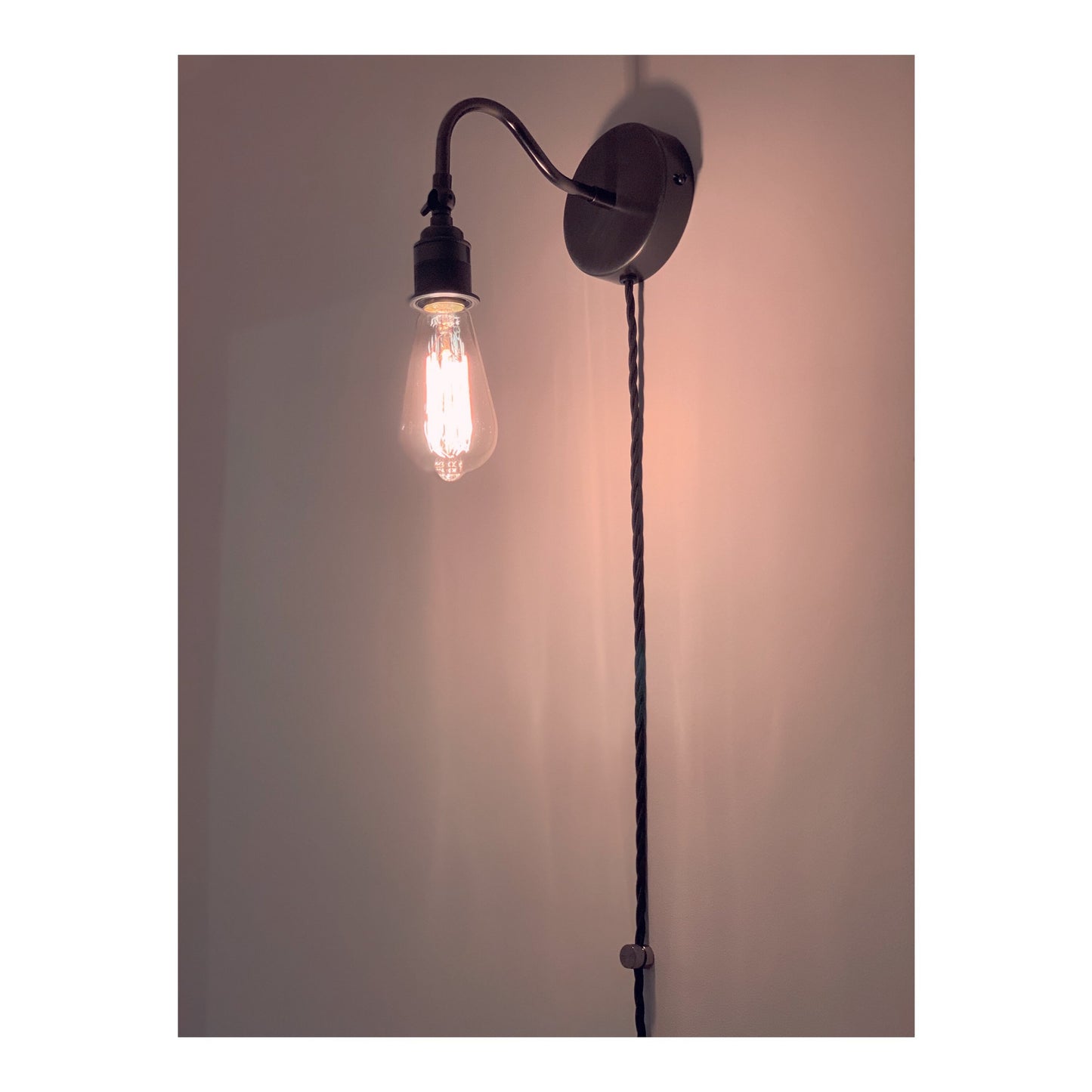 Dark pewter wall light with 3 pin plug (without bulb)