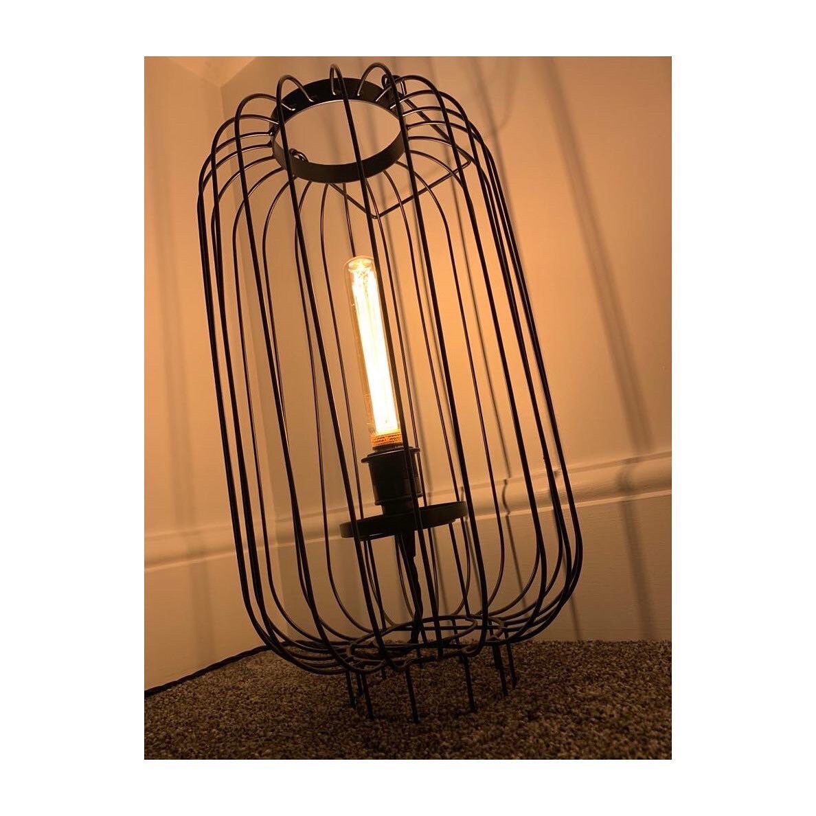 Black Hurricane Lantern floor lamp without bulb