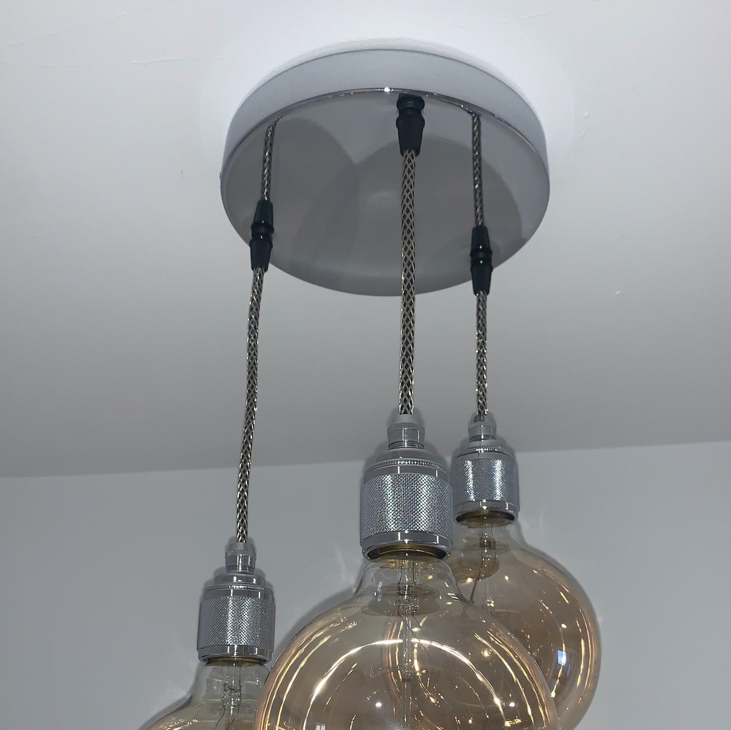Chrome 3 pendant ceiling light (without bulbs)