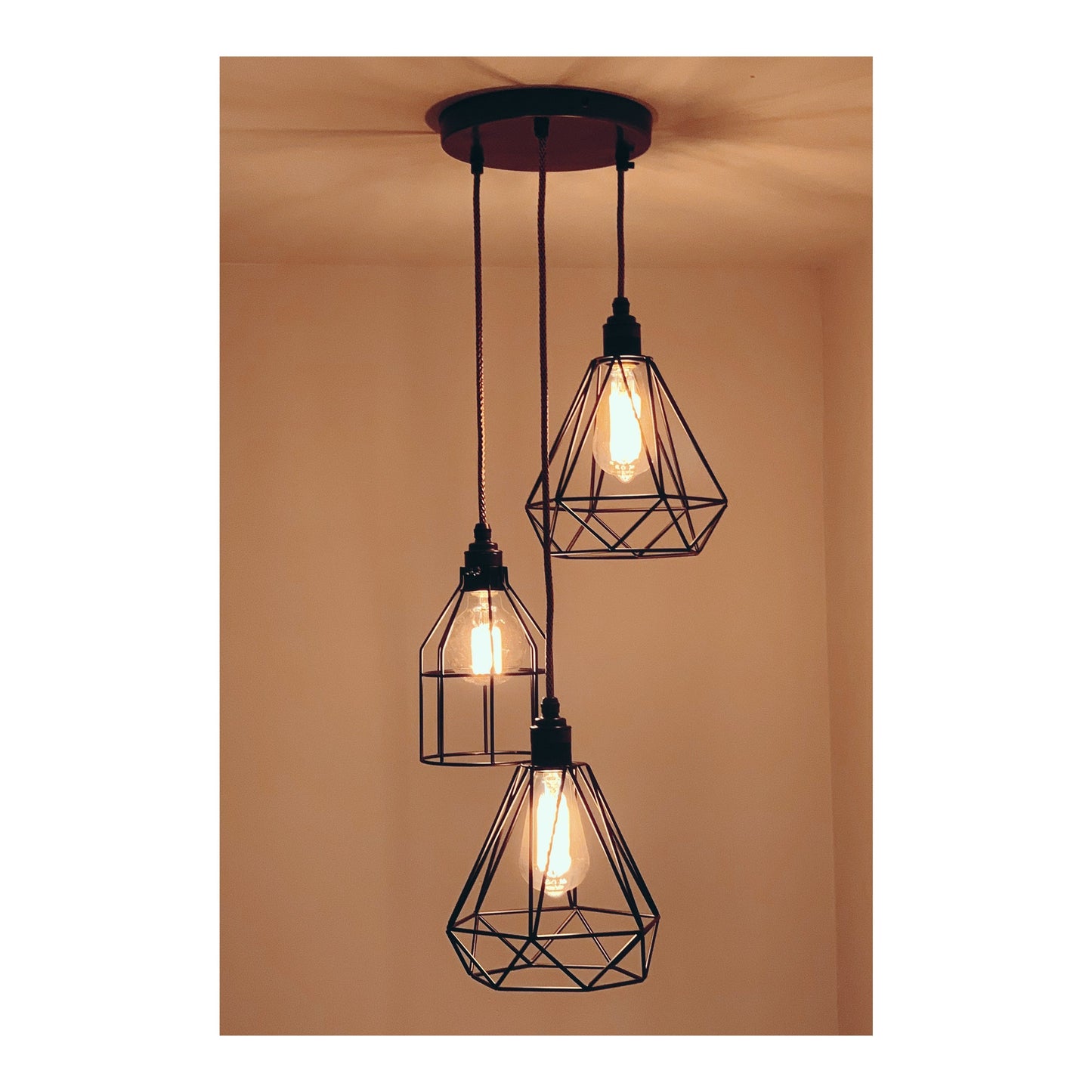 Geometric Pewter Pendant (without bulbs)