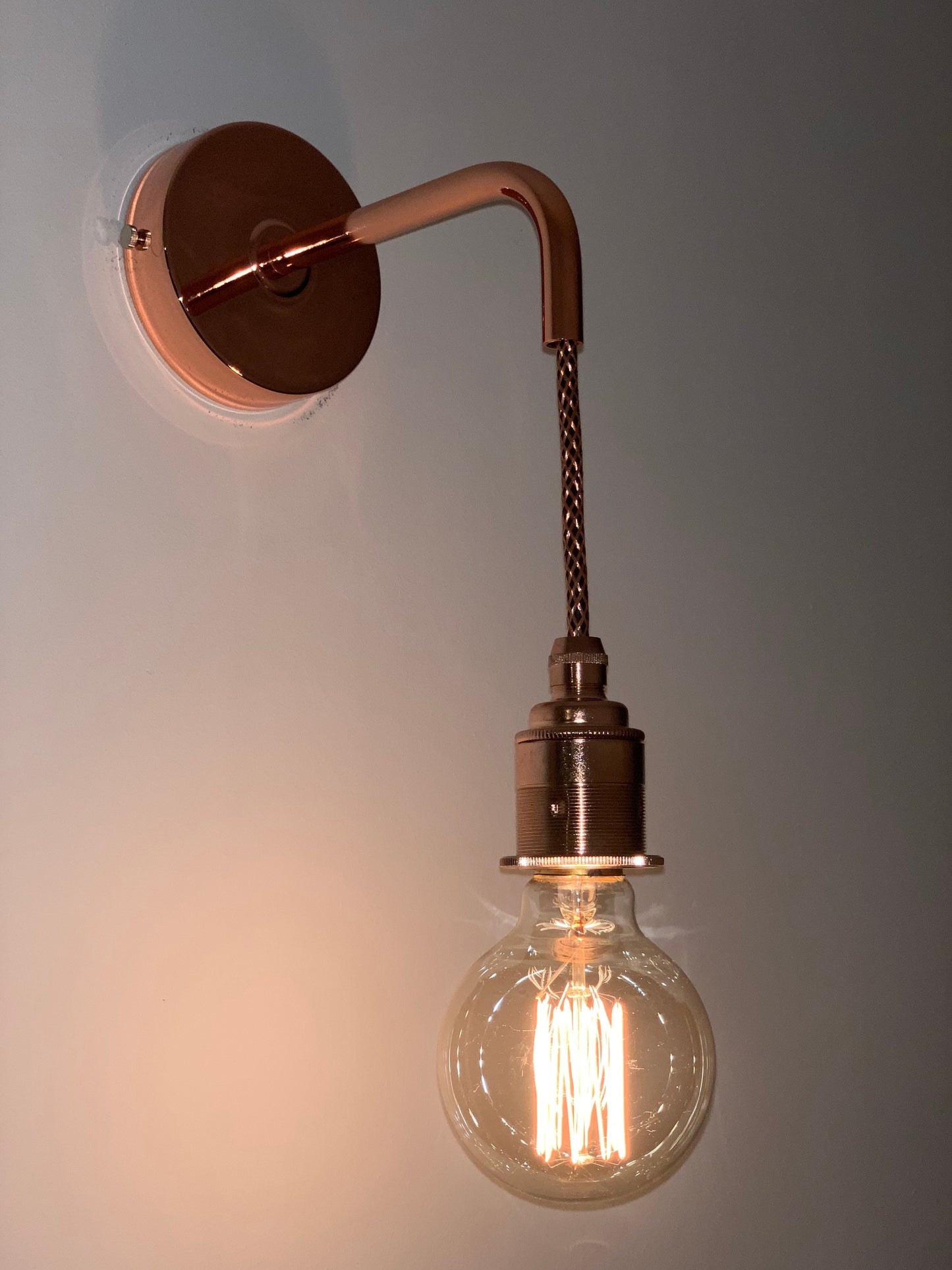Polished copper single drop wall light (Without bulbs)