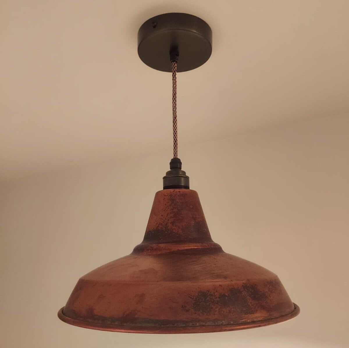 Rustic industrial aged copper lamp shade (without pendant)