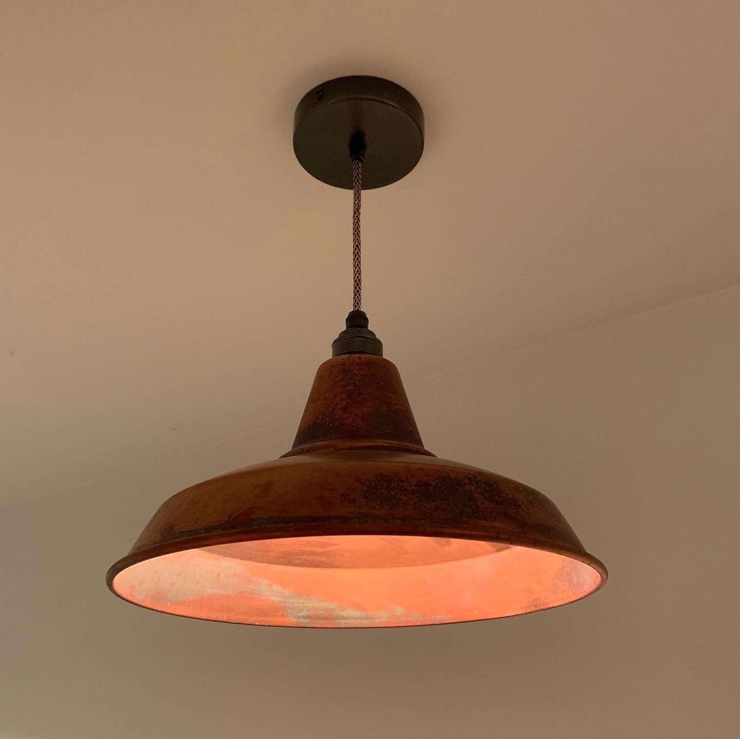 Rustic industrial aged copper lamp shade (without pendant)