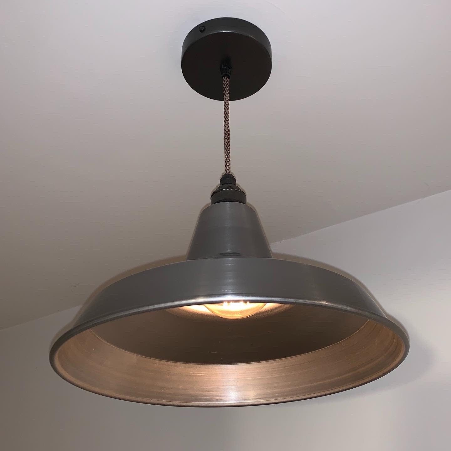 Industrial brushed steel lamp shade (without pendant)