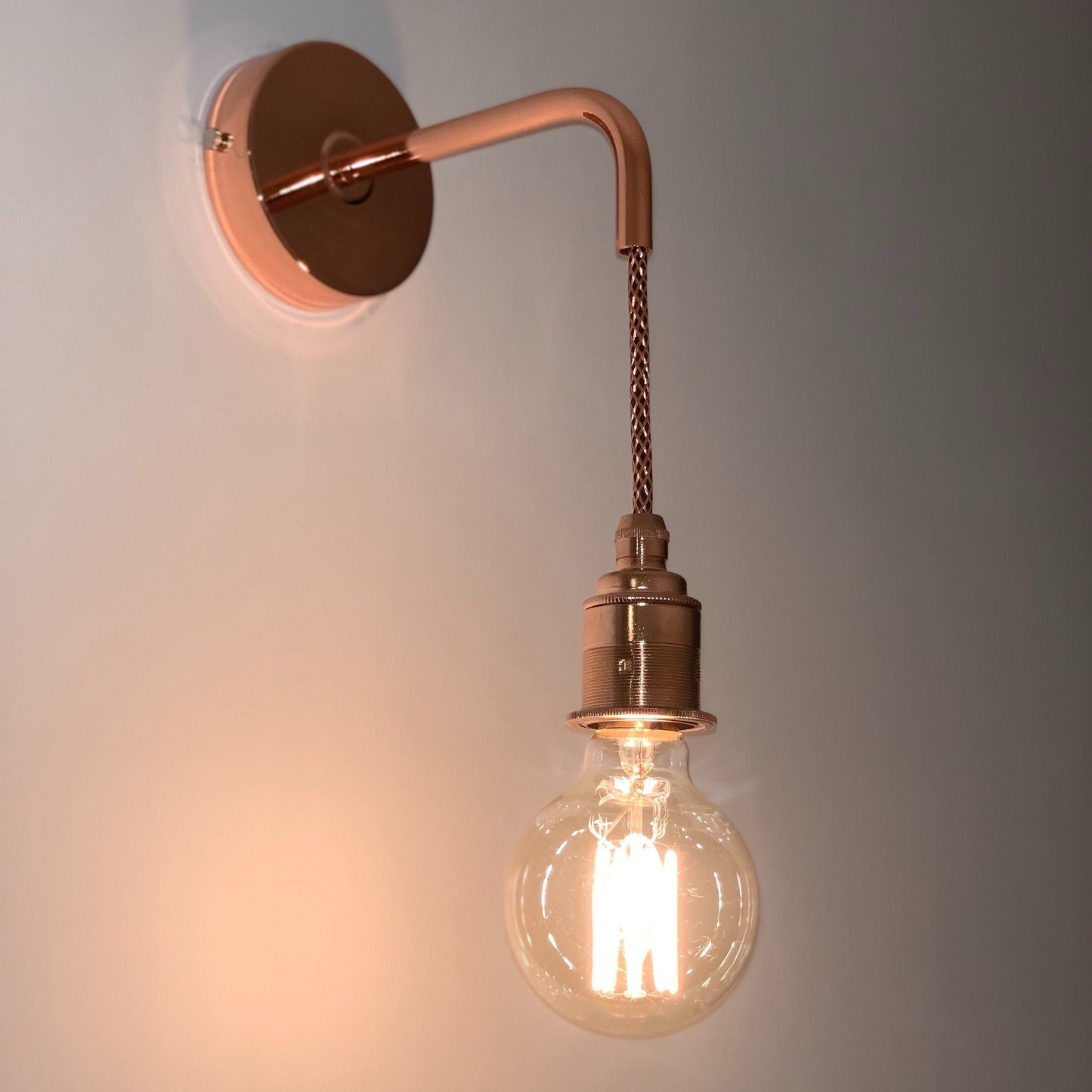 Polished copper single drop wall light (Without bulbs)