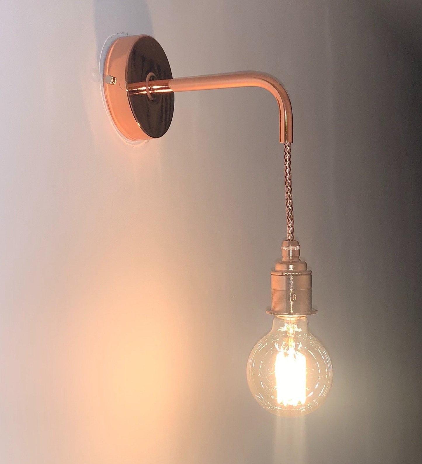 Polished copper single drop wall light (Without bulbs)