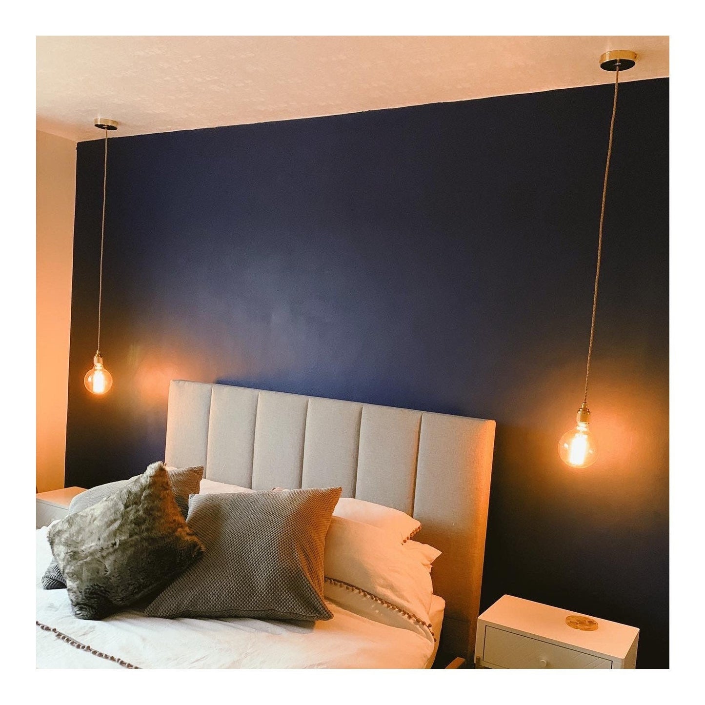 Long brass single drop pendant light (without bulb)