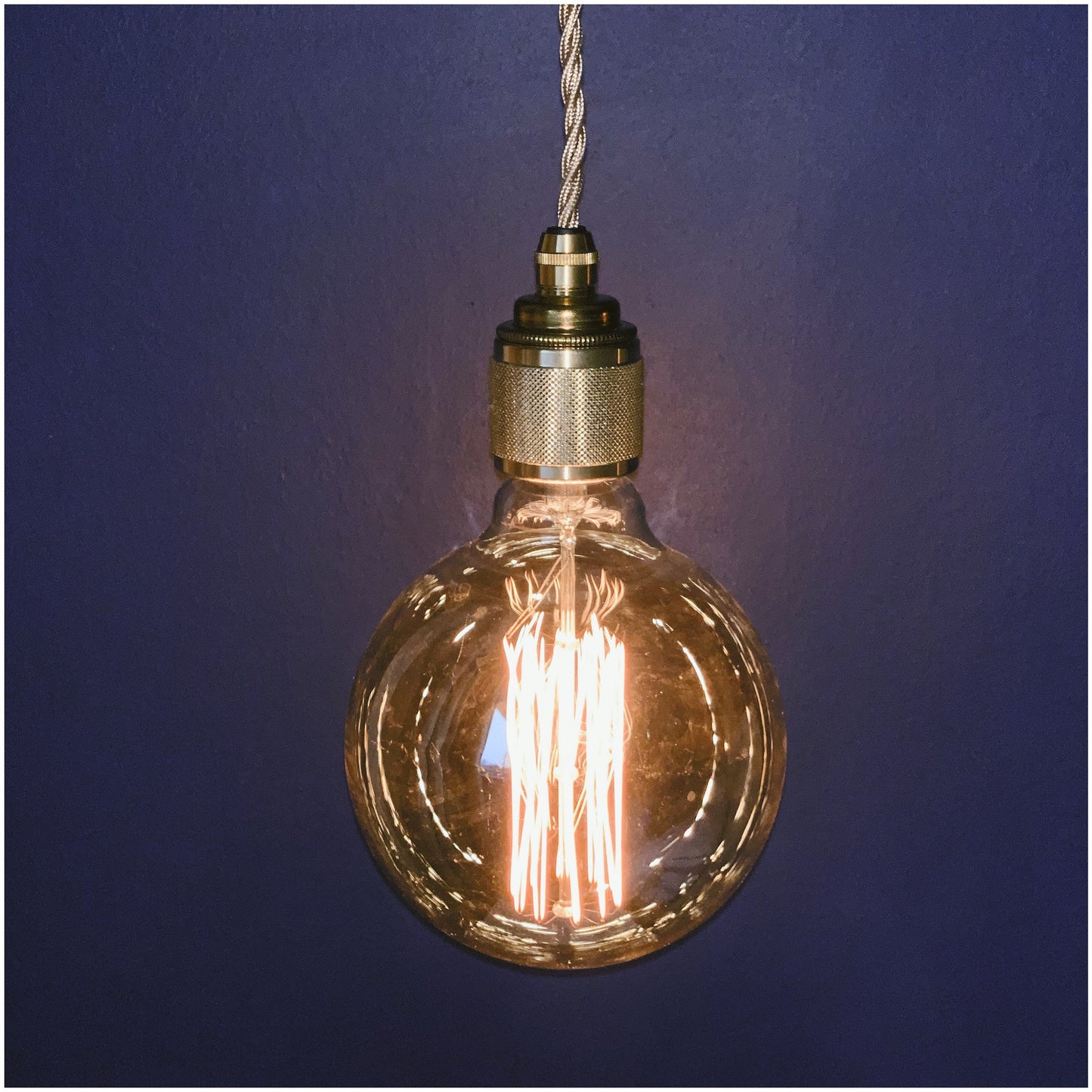 Long brass single drop pendant light (without bulb)