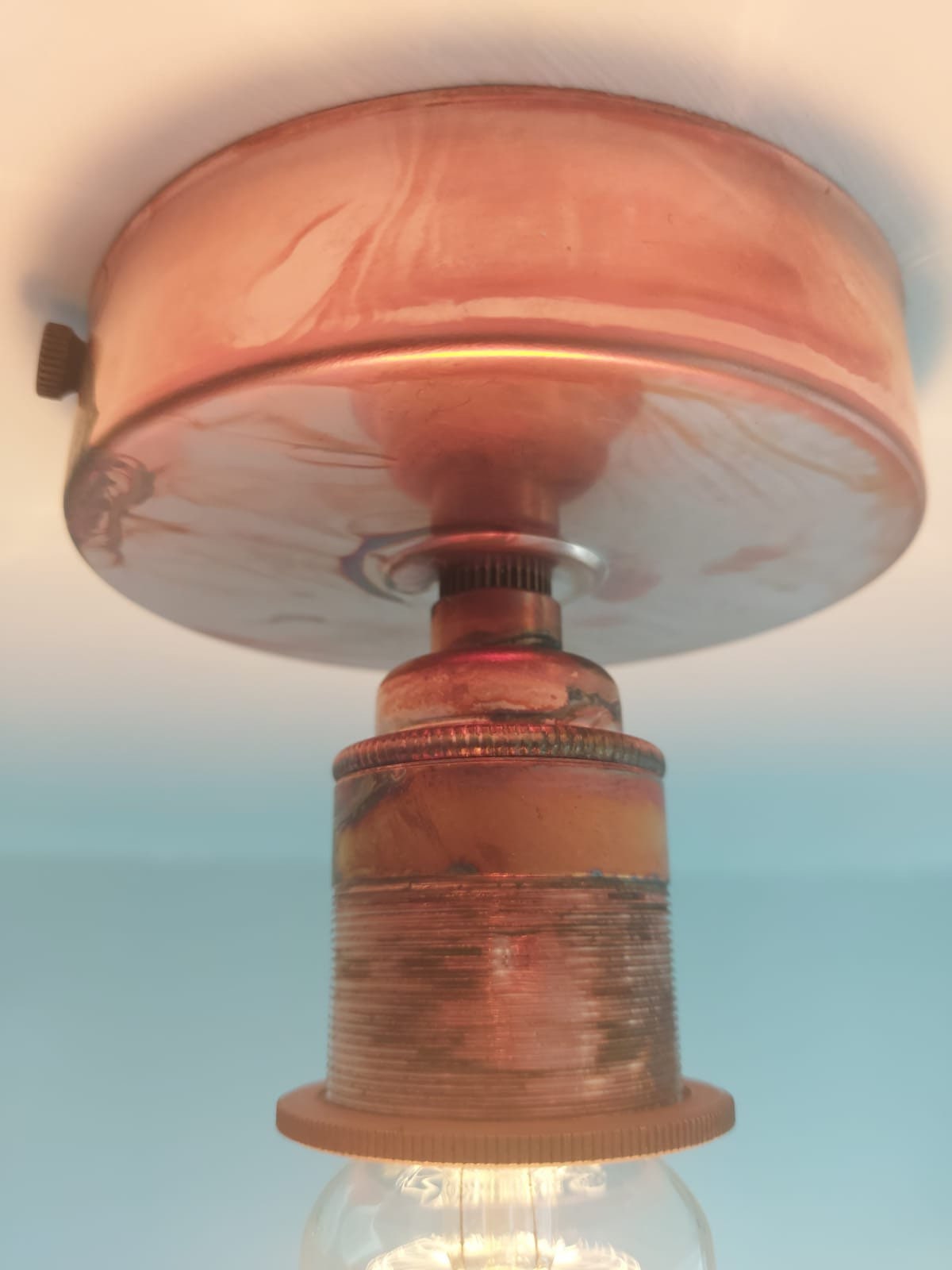 Aged copper batten lamp holder (without bulb)