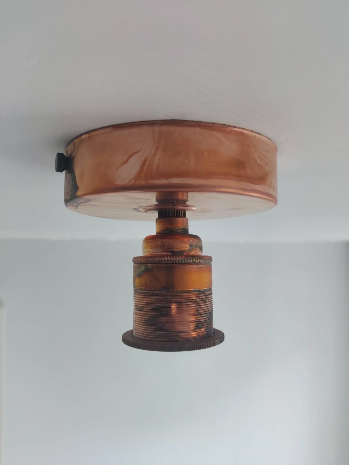 Aged copper batten lamp holder (without bulb)