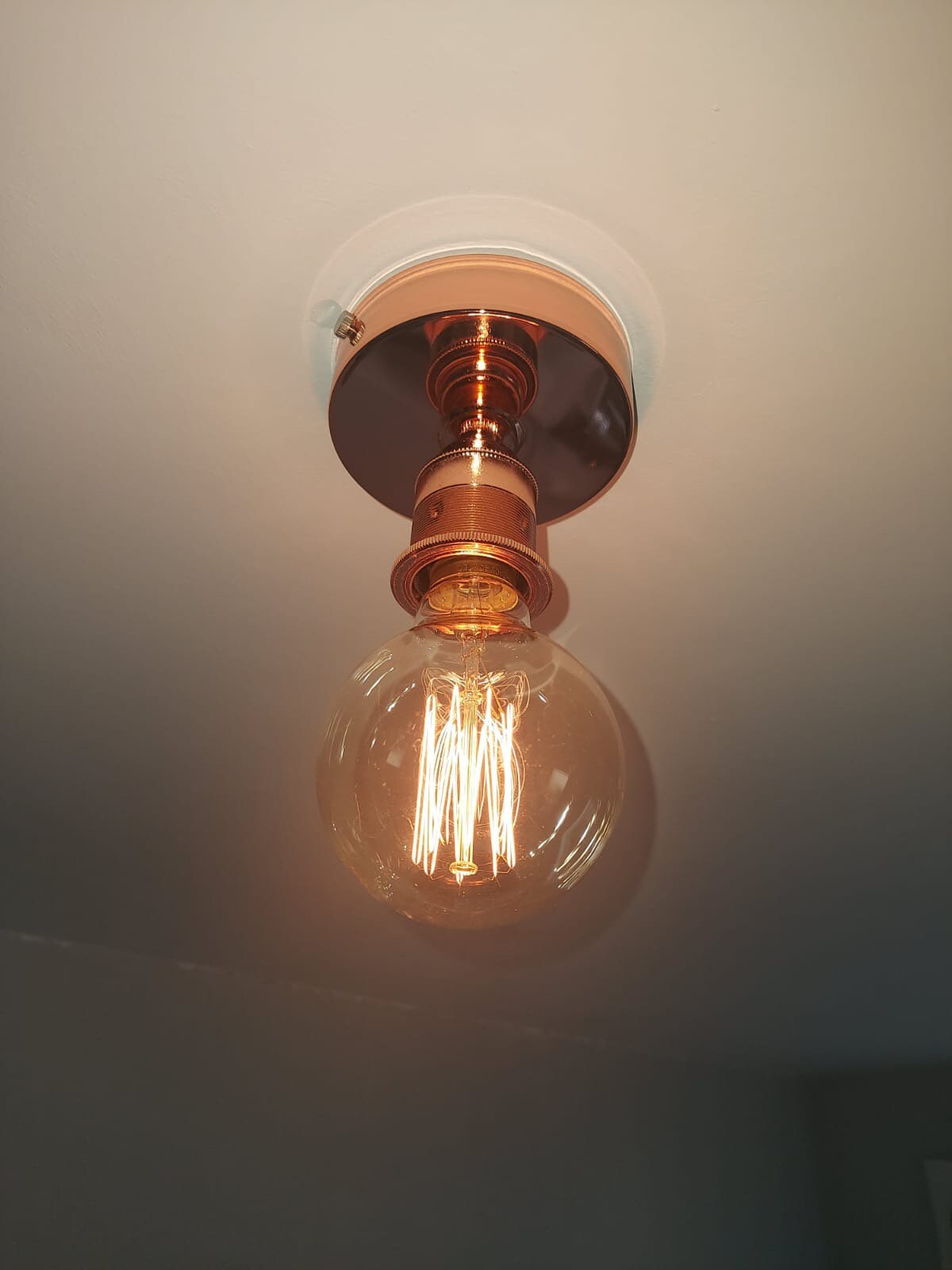 Polished copper batten lamp holder (without bulb)