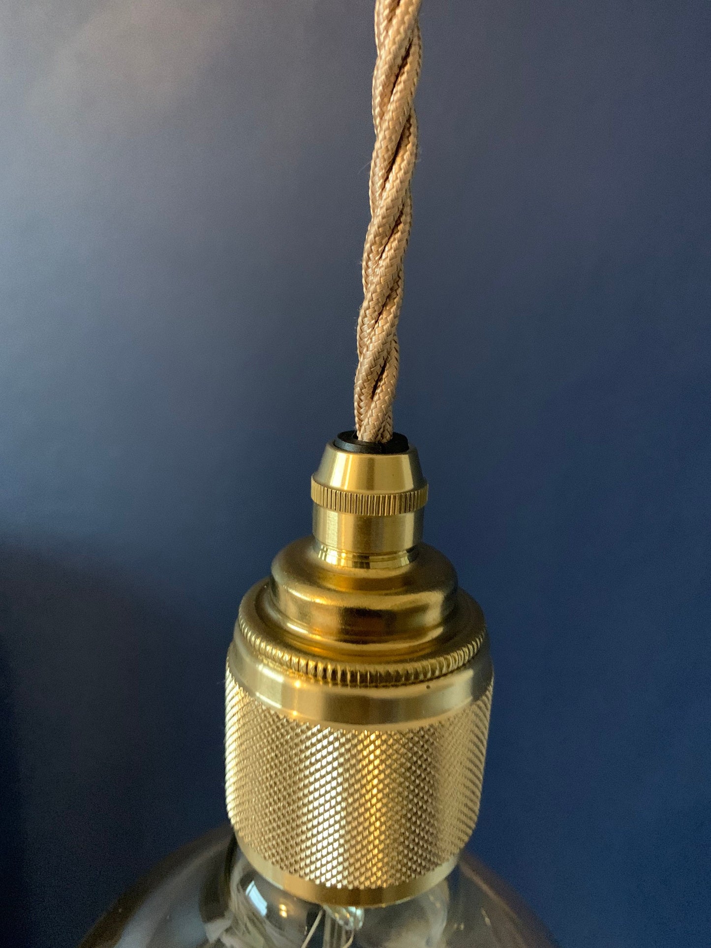 Long brass single drop pendant light (without bulb)