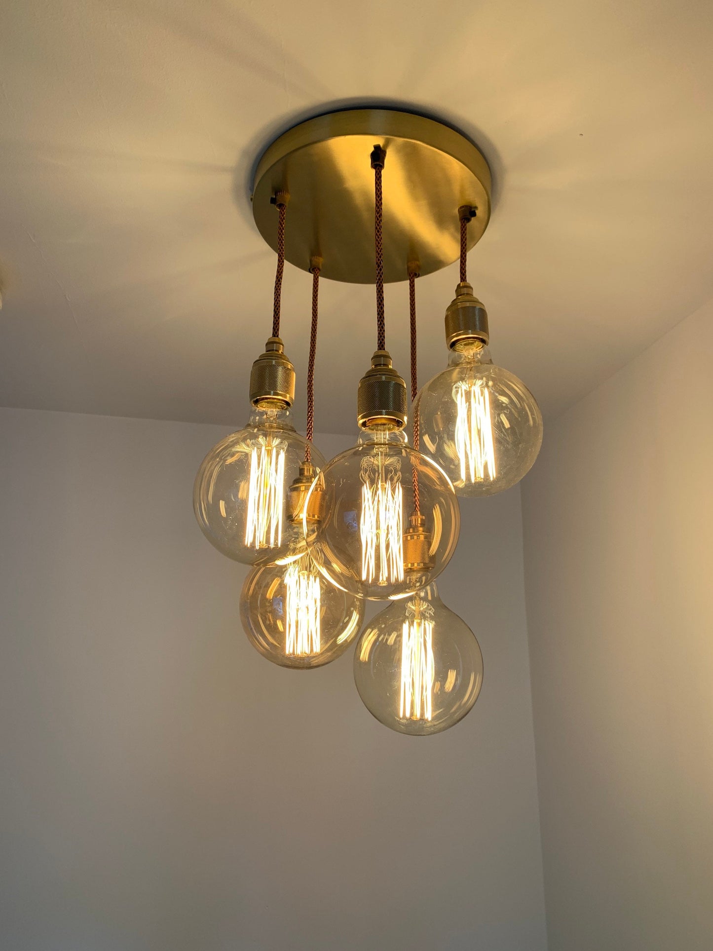 Brass 5 pendant ceiling light (without bulbs)