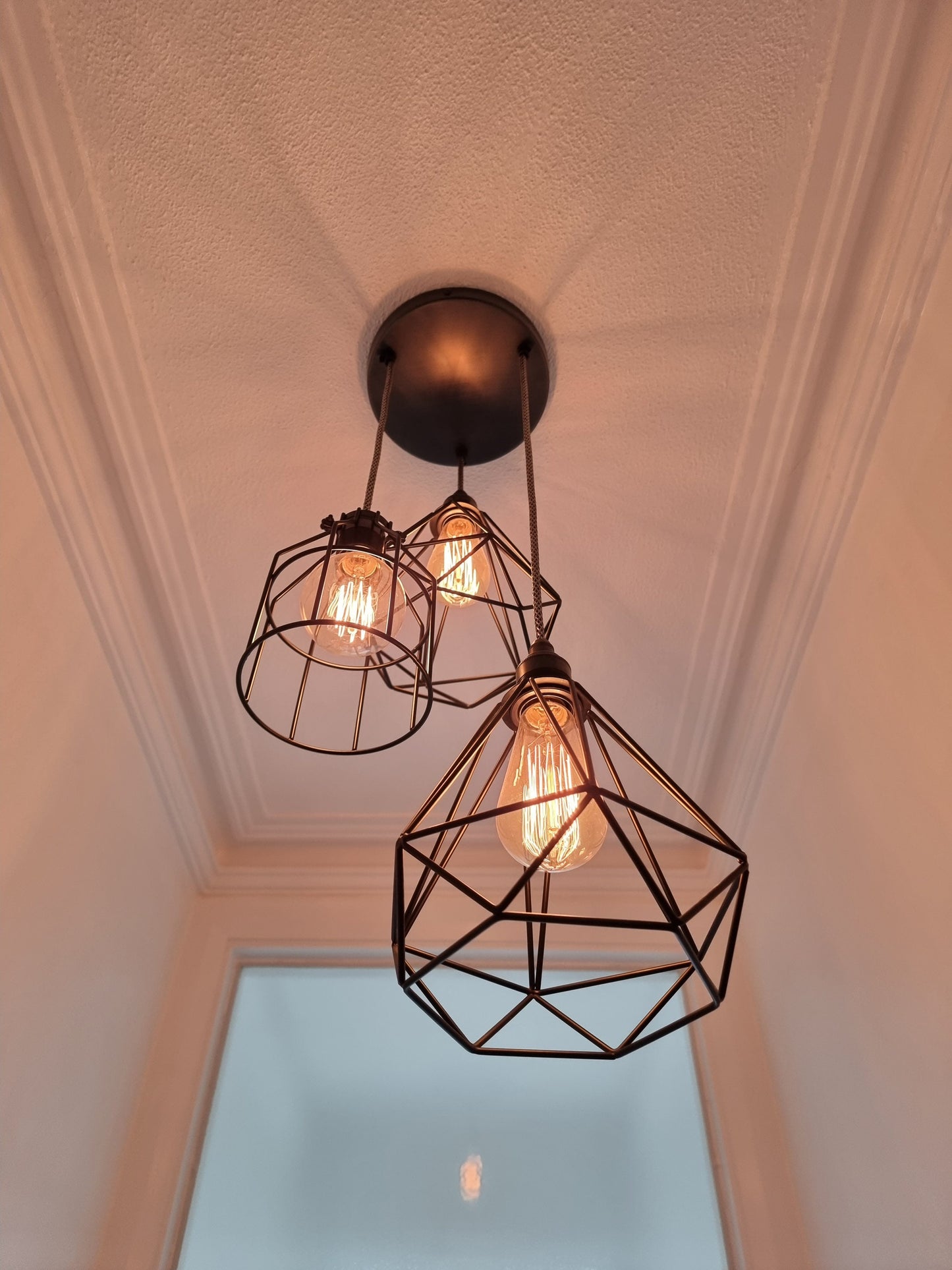 Geometric Pewter Pendant (without bulbs)