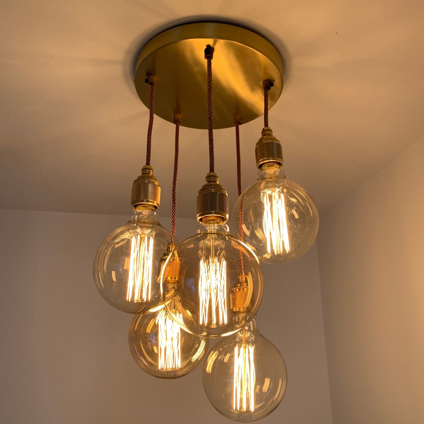 Brass 5 pendant ceiling light (without bulbs)