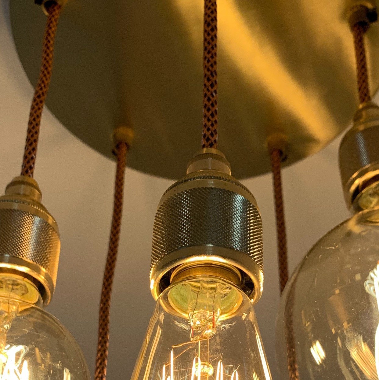 Brass 5 pendant ceiling light (without bulbs)