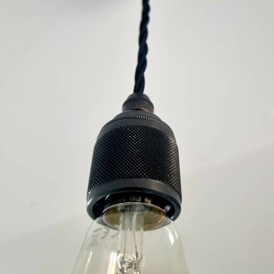 Dark knurled metal single drop pendant light (without bulb)