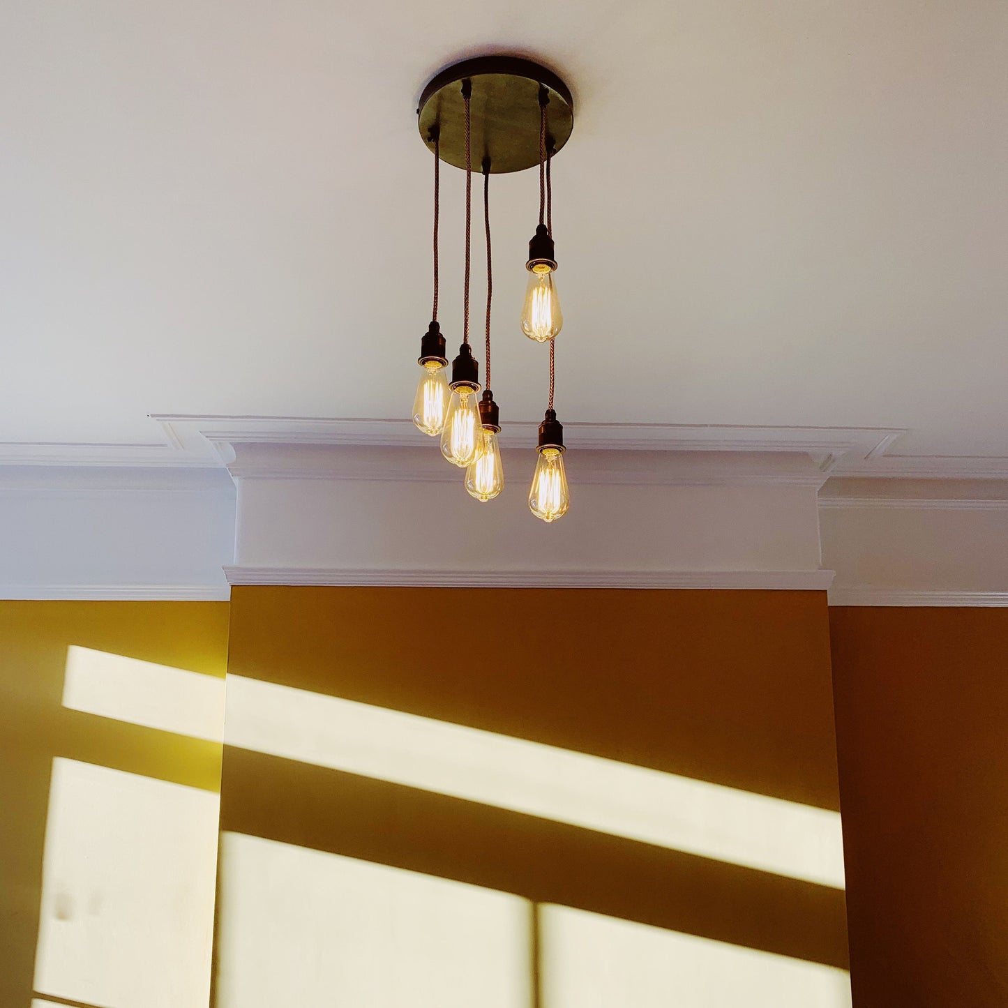 5 Drop Pewter Pendant Light (Without bulbs)
