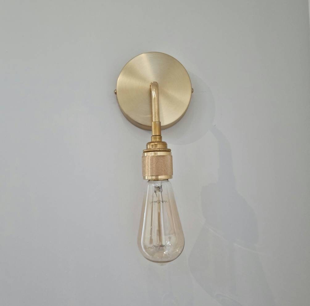 Brass angled wall light (Without bulbs)