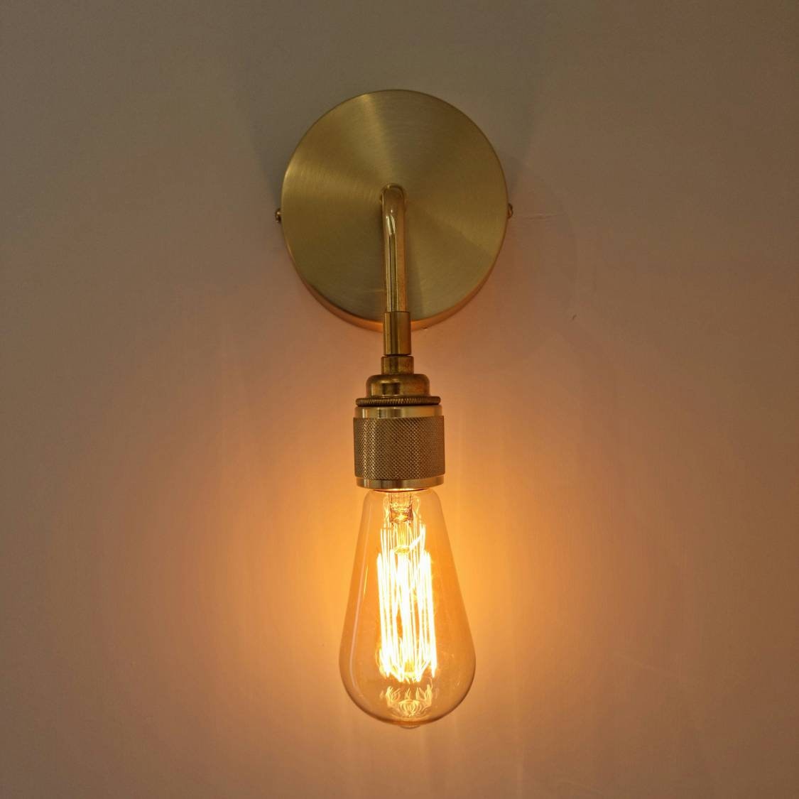 Brass angled wall light (Without bulbs)