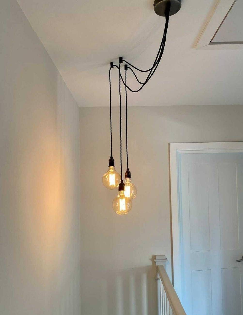 Pewter Cluster Pendant - 3 Drop (without bulbs)