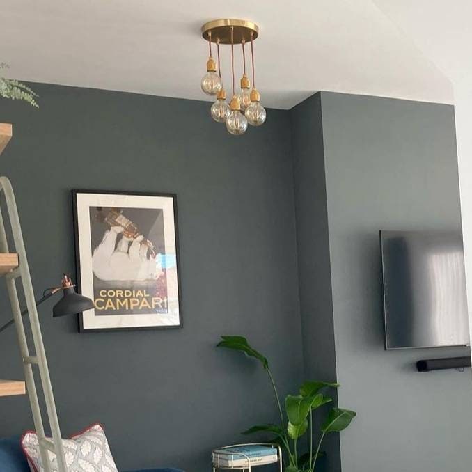 Brass 5 pendant ceiling light (without bulbs)