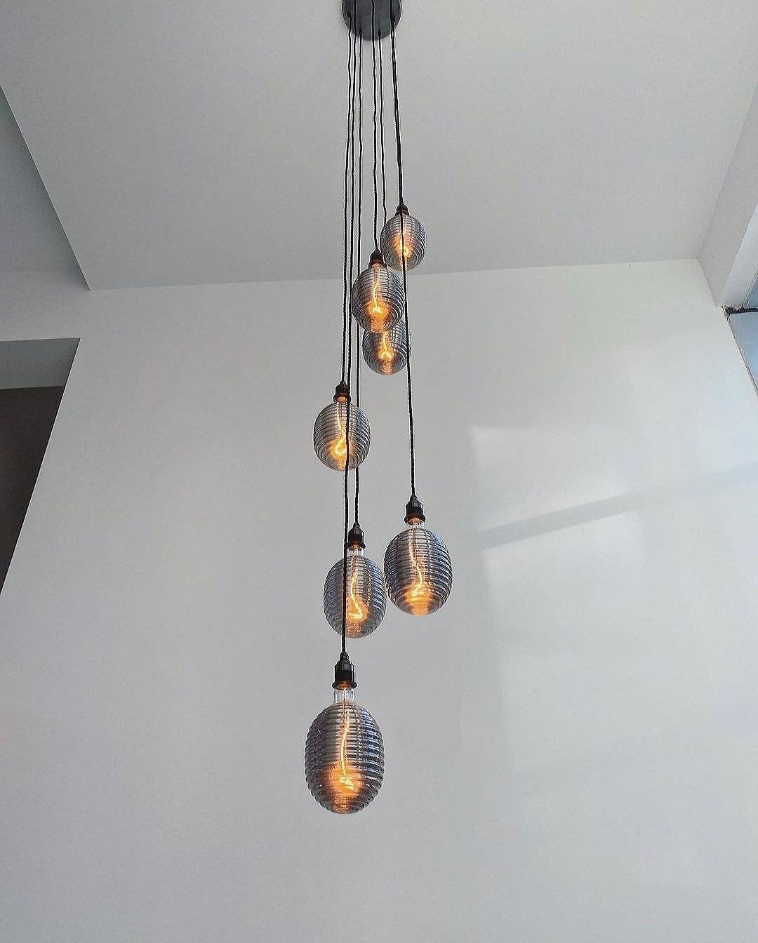 Pewter Cluster Pendant - 7 Drop (without bulbs)