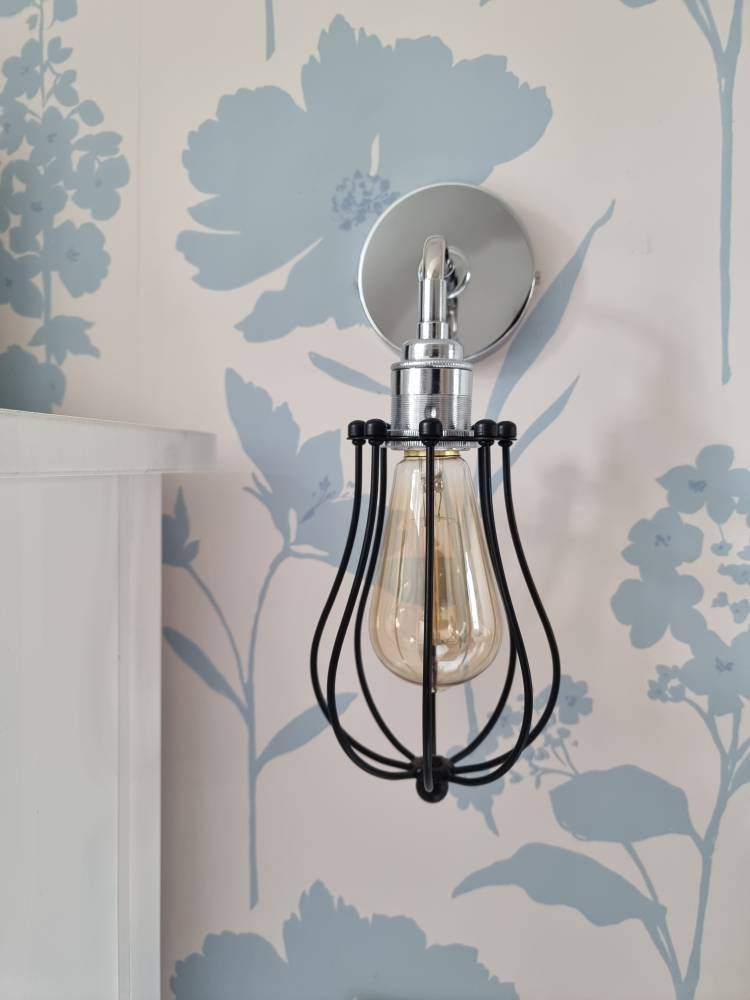 Chrome Bell Cage wall light (without bulb)