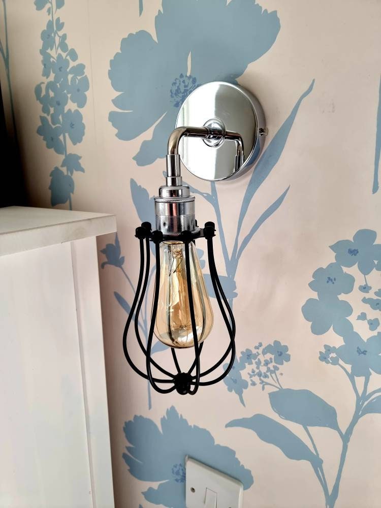 Chrome Bell Cage wall light (without bulb)