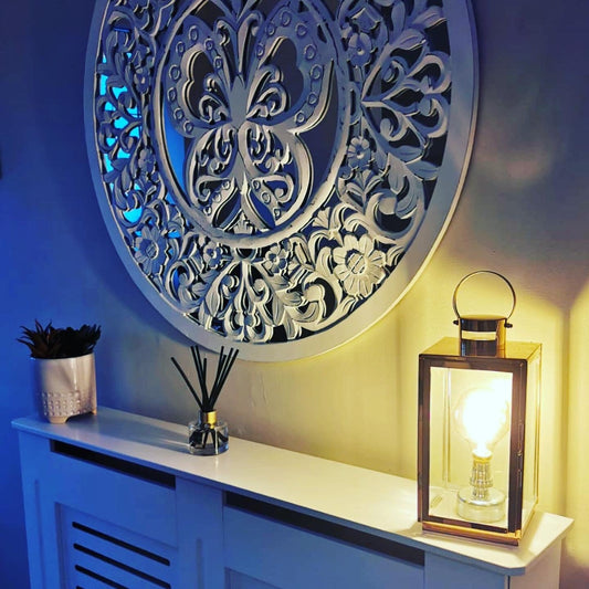 Copper lantern lamp (including bulb)