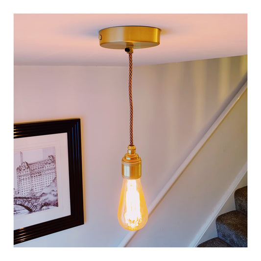 Brass single drop pendant light (without bulb)