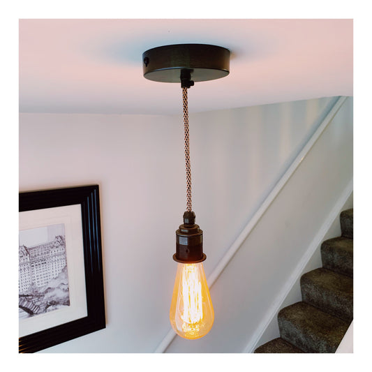 Pewter single drop pendant light (without bulb)