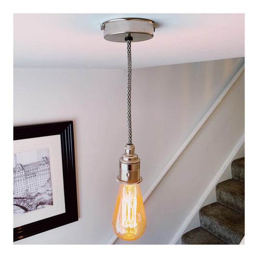 Brushed chrome single pendant (without bulbs)